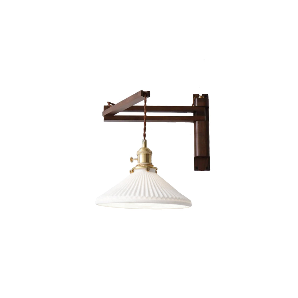 Japanese Walnut Wall Lamp – Folding Retro Design