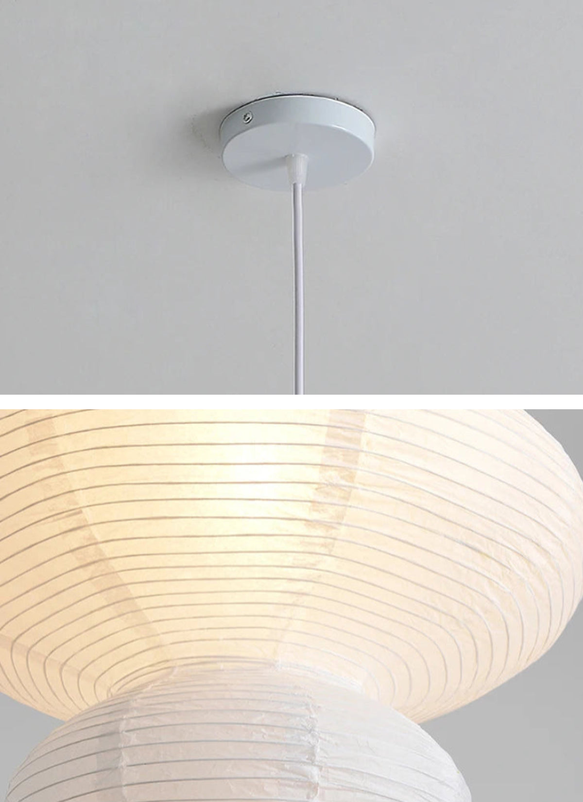 Japanese Rice Paper Pendant - Wabi-Sabi Ceiling Lamp with Adjustable Wire