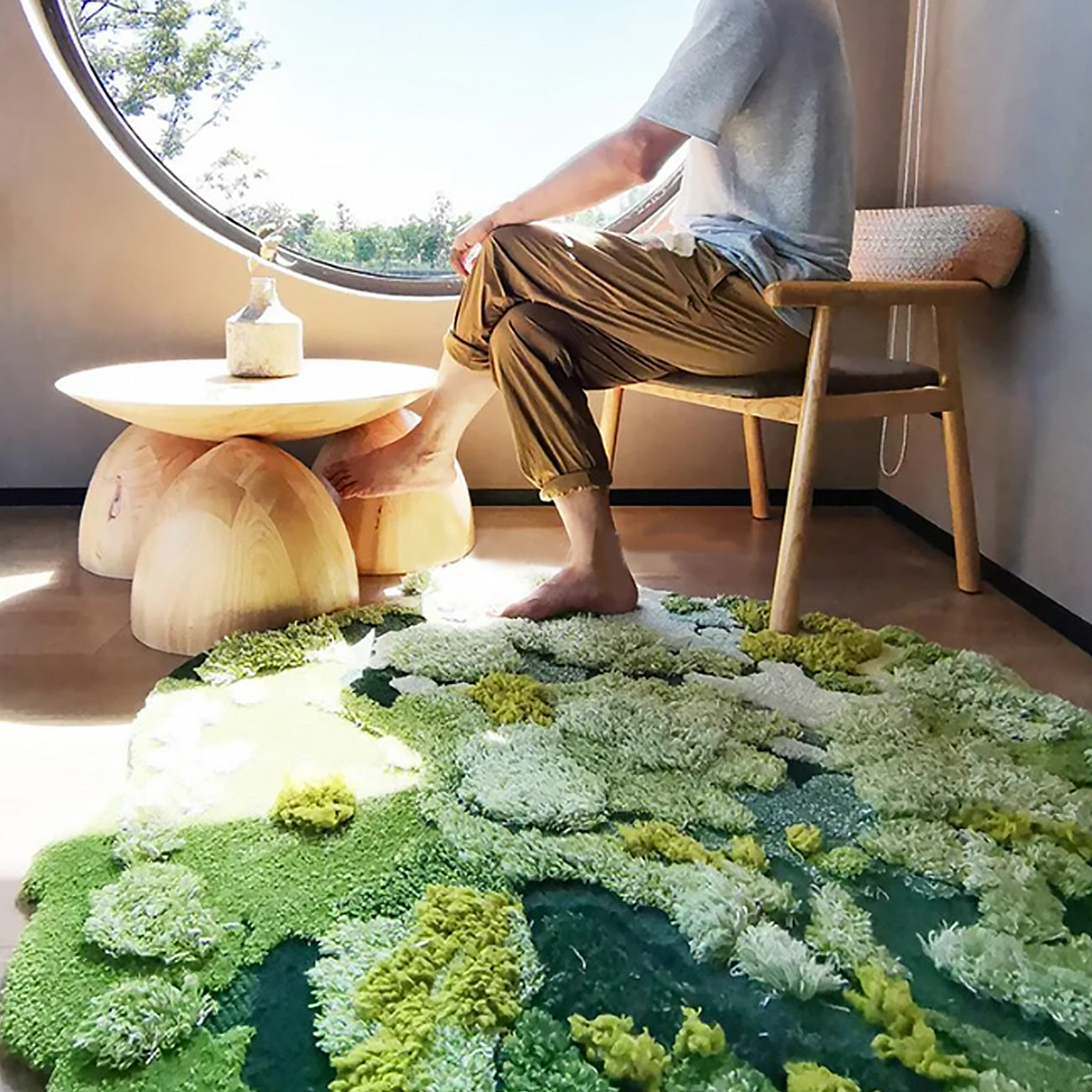 Green Moss Rug – Large Hand Crafted 3D Texture