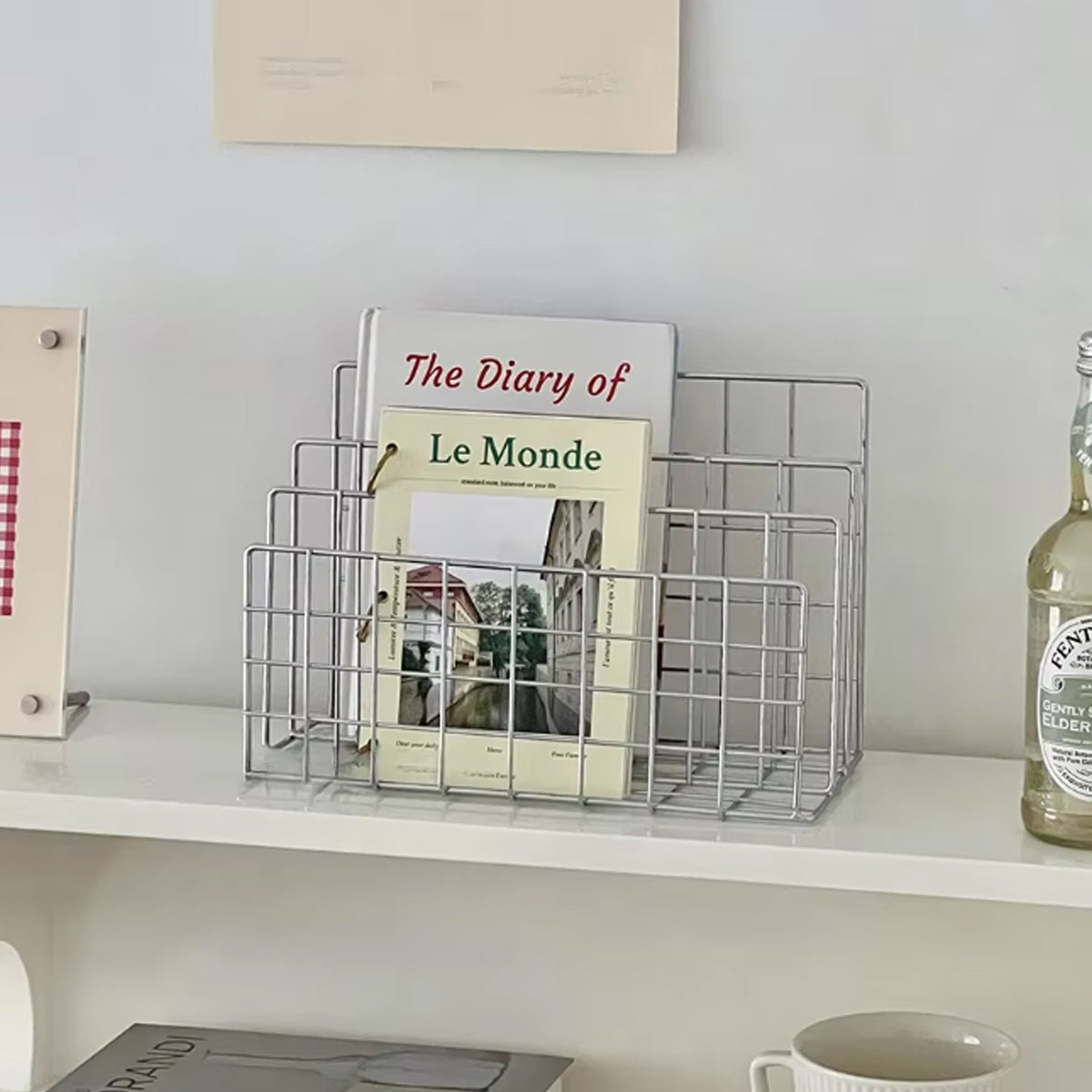 Metal Magazine Rack – Mesh Table Top Organizer