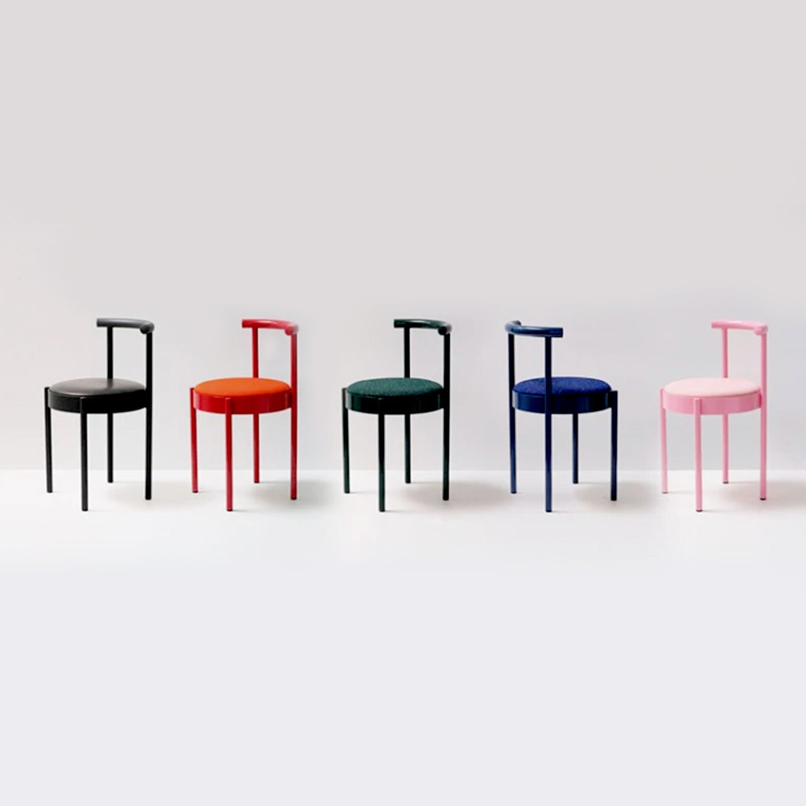 Mid-Century Modern Chair - Colorful Metal Leg Round Dining Seat