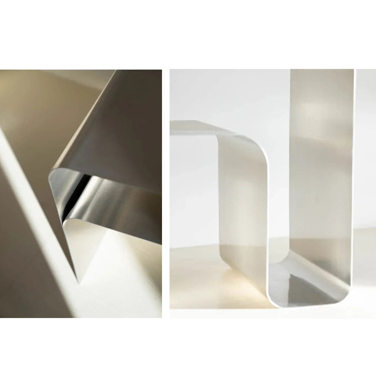 Stainless Steel Side Table - Minimalist Bent Frame Design
