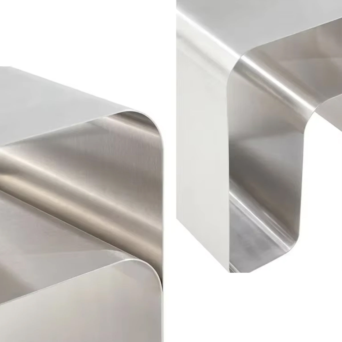 Stainless Steel Side Table - Minimalist Bent Frame Design