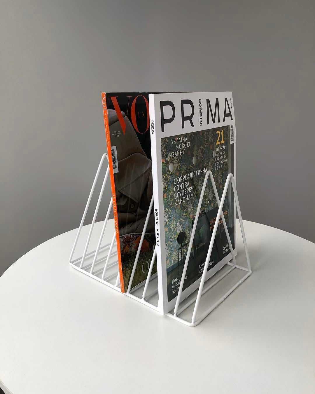Modern vinyl record storage rack interior