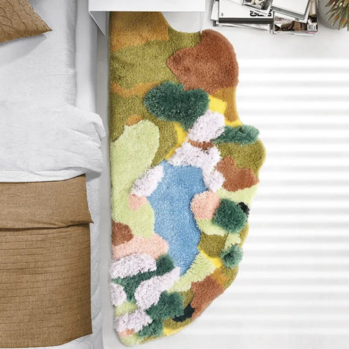 Moss Winter Lake Rug - Plush Green Tundra Carpet