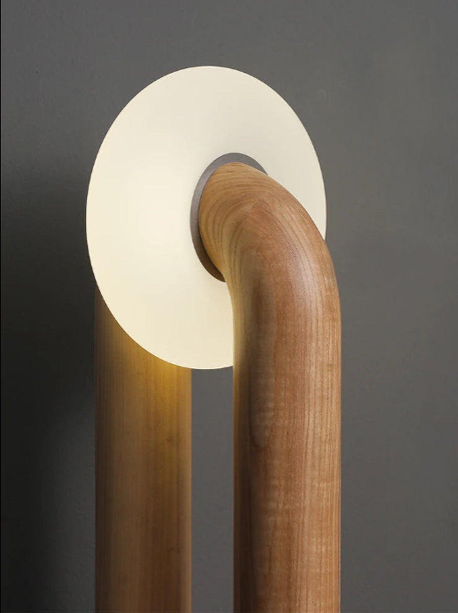 Vintage Wood Table Lamp - Solid Ash Wood Base, Dimmable Lighting