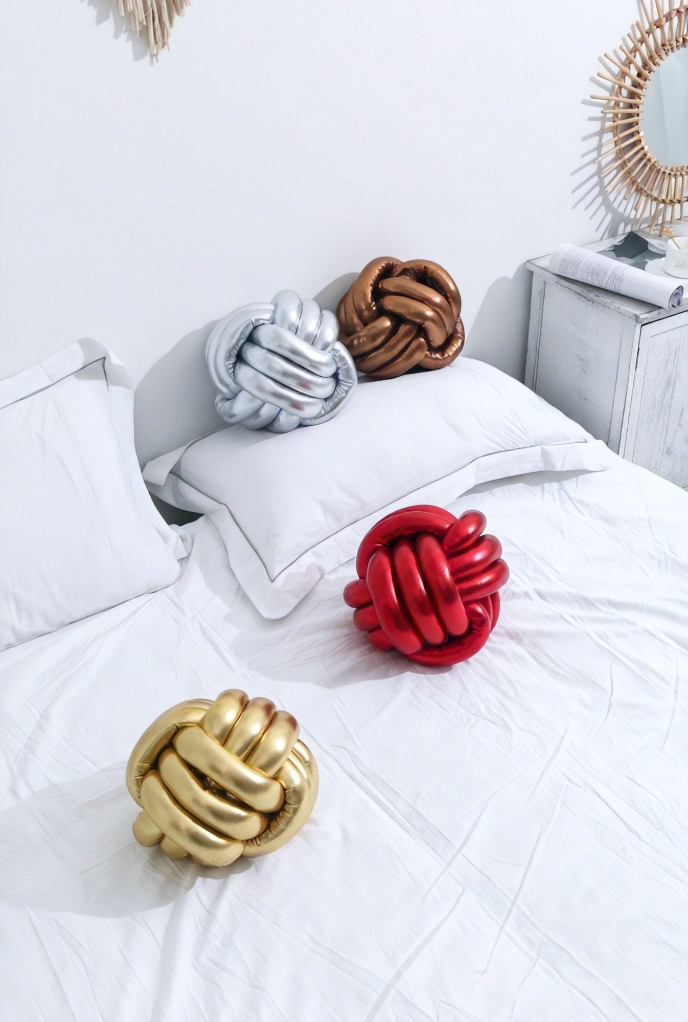 METALLIC-KNOT | Radiant Spandex Sculptural Pillow