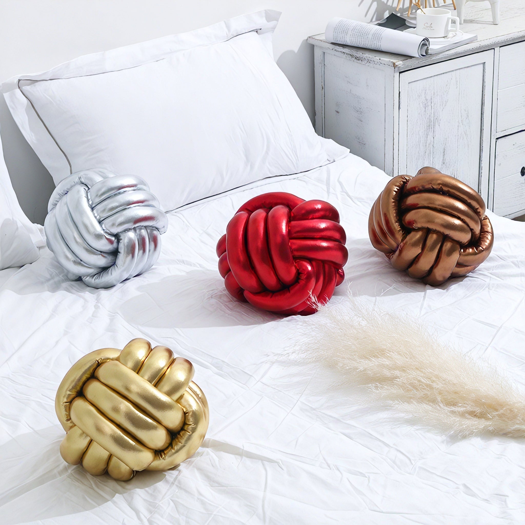 METALLIC-KNOT | Radiant Spandex Sculptural Pillow