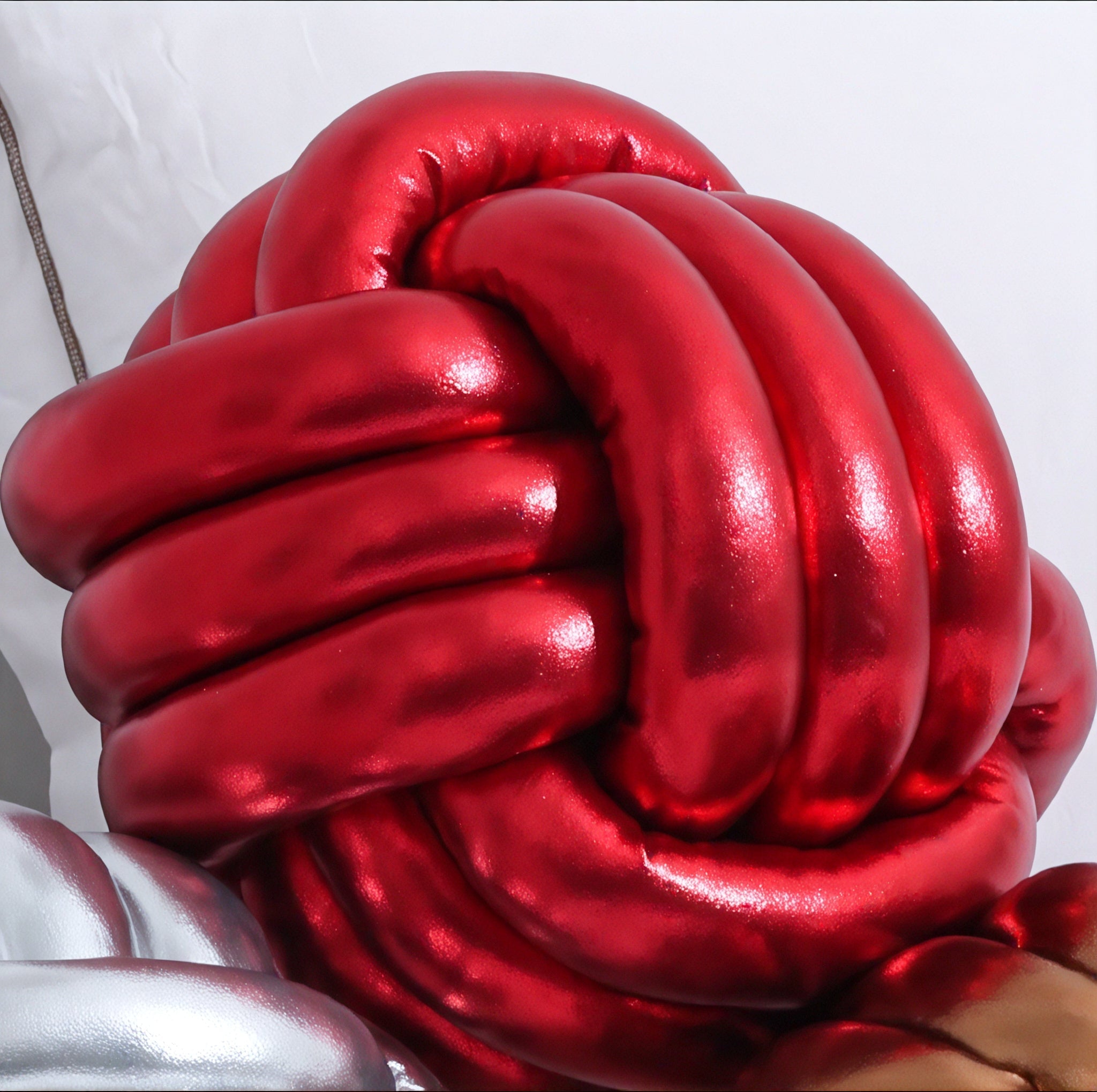 METALLIC-KNOT | Radiant Spandex Sculptural Pillow