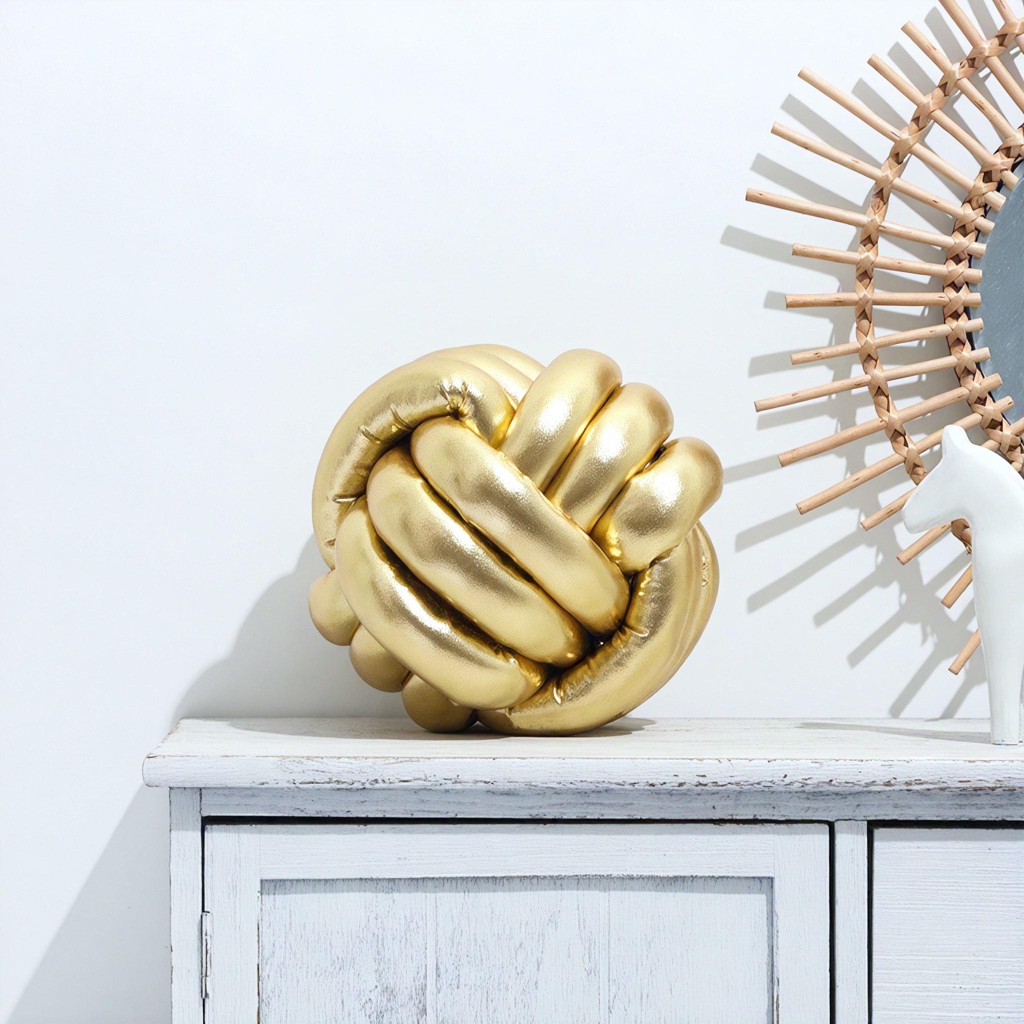 METALLIC-KNOT | Radiant Spandex Sculptural Pillow