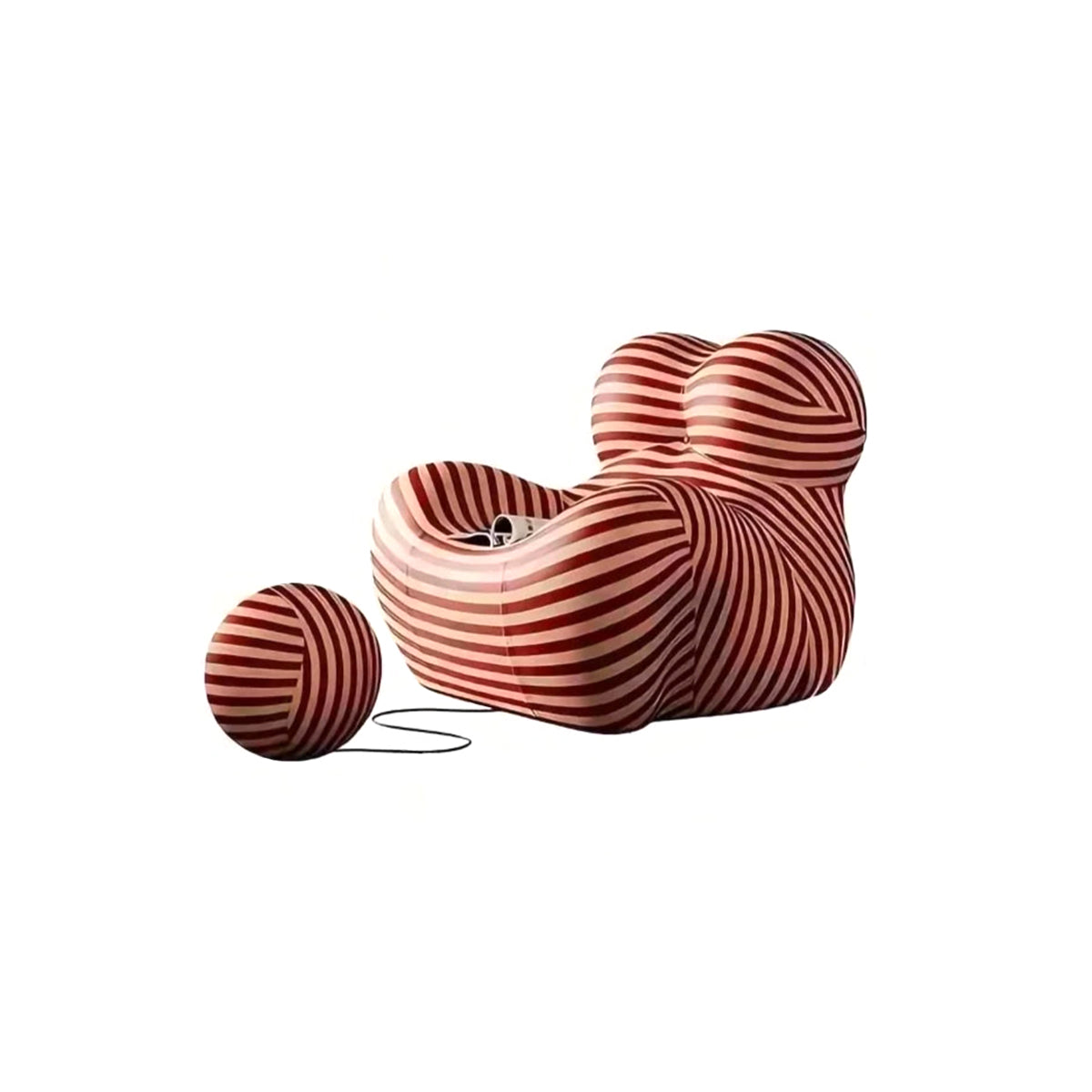 Lazy Sofa | Soft Cushioned Red Stripe Fabric Floor Sofa