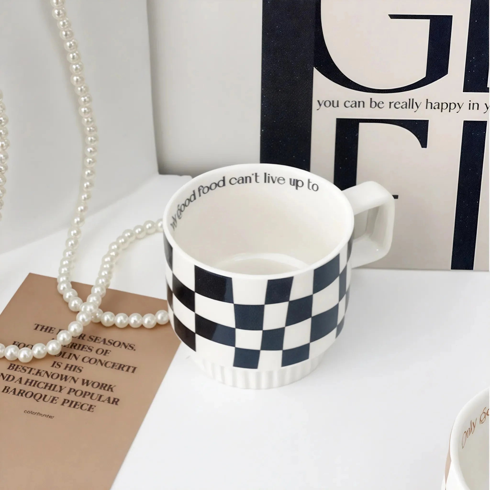 VIBE | Retro Checker & Wavy Ceramic Mug Set