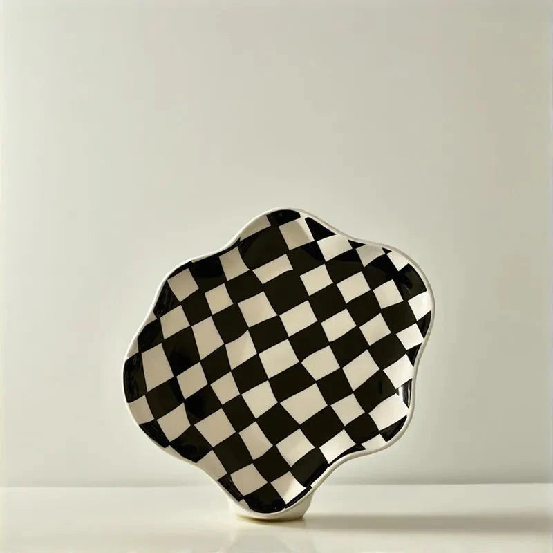 MAXIMA | Retro Checkerboard Ceramic Accent Plate