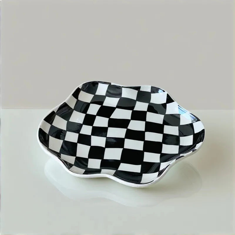 MAXIMA | Retro Checkerboard Ceramic Accent Plate