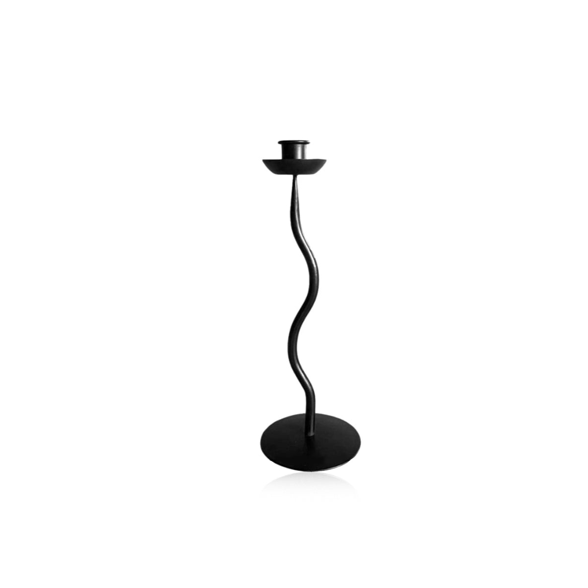 Retro Metal Candle Holder - Unique Wavy Metalwork Stand