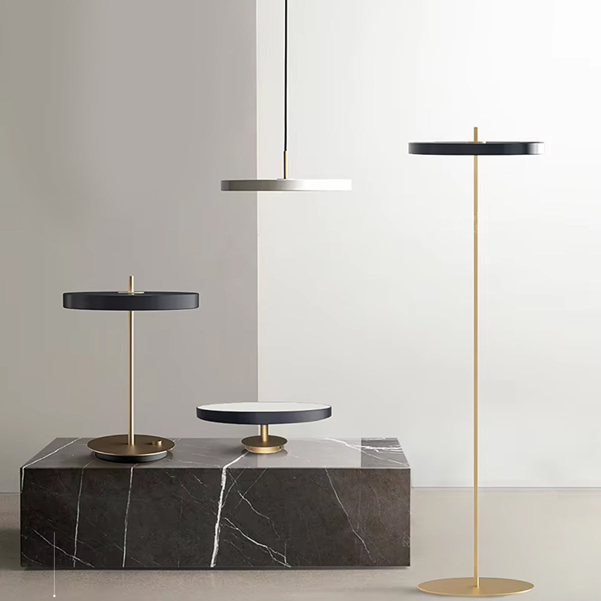 Remote Control Pendant Light - Modern Round Plate Ceiling Fixture