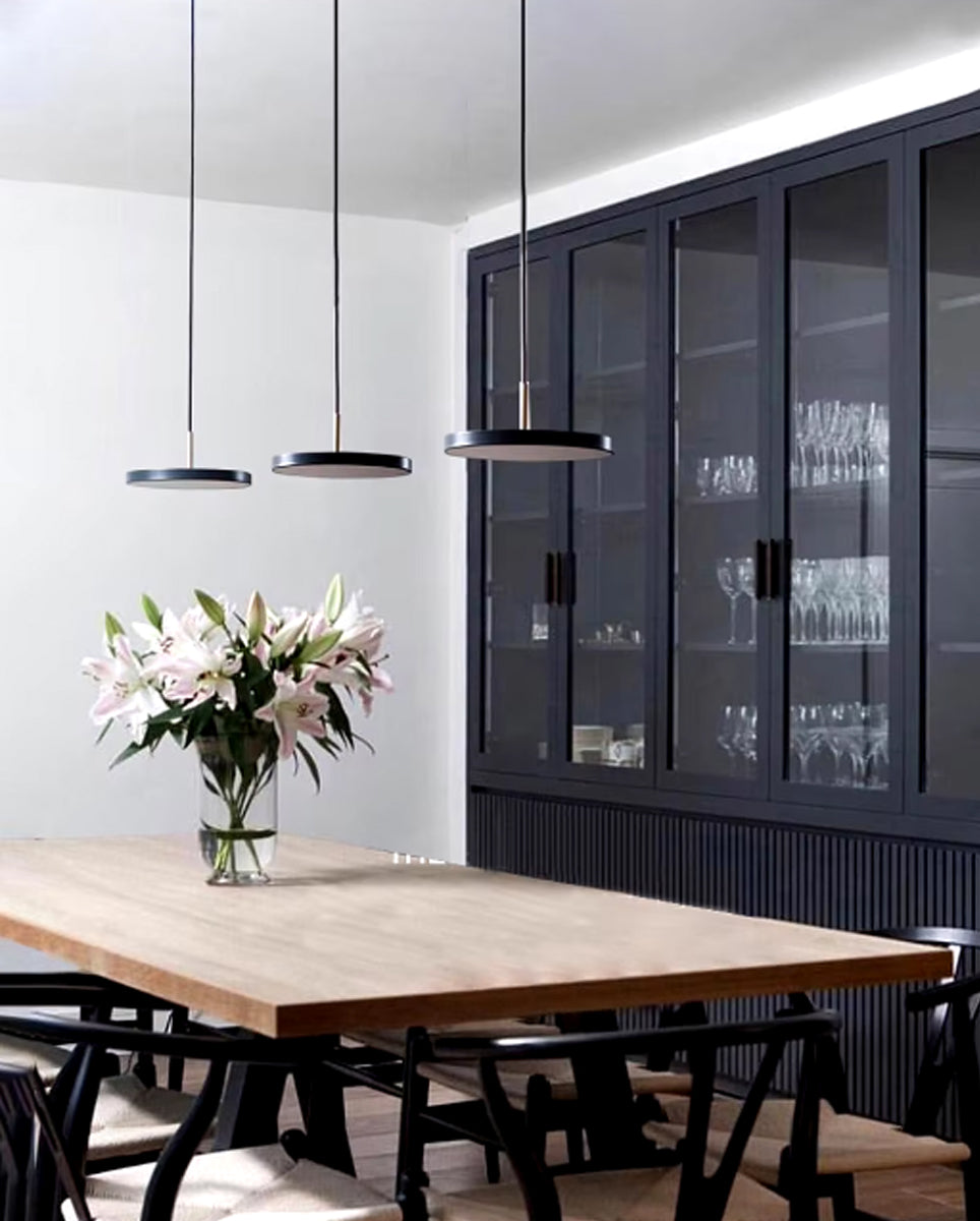 Remote Control Pendant Light - Modern Round Plate Ceiling Fixture