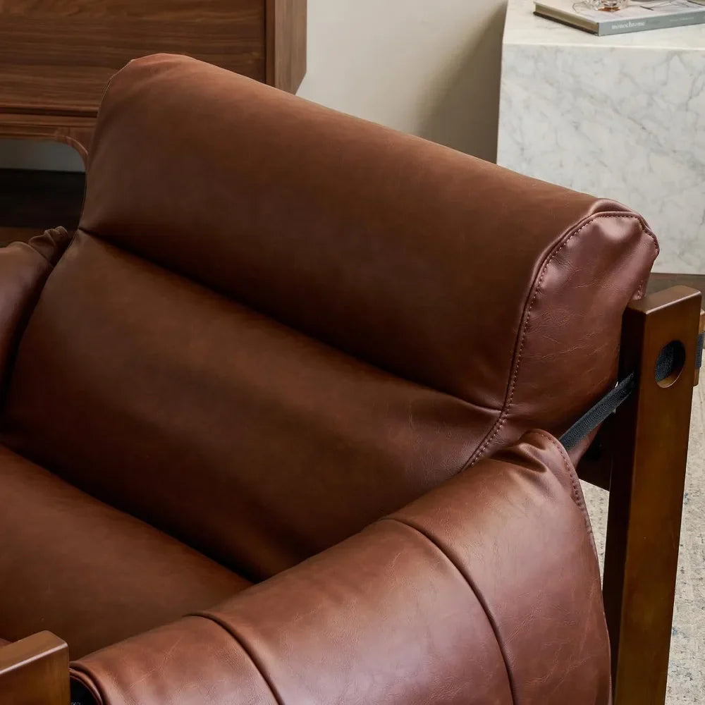 Vintage Lounge Chair - Solid Wood Wide Seat Sofa