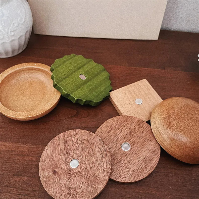 Wooden Burger Coasters - Magnetic Drink Set