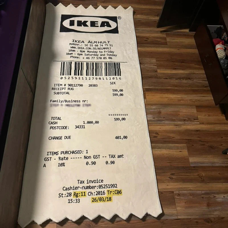 IKEA Receipt Rug - Quirky Oversized Floor Mat