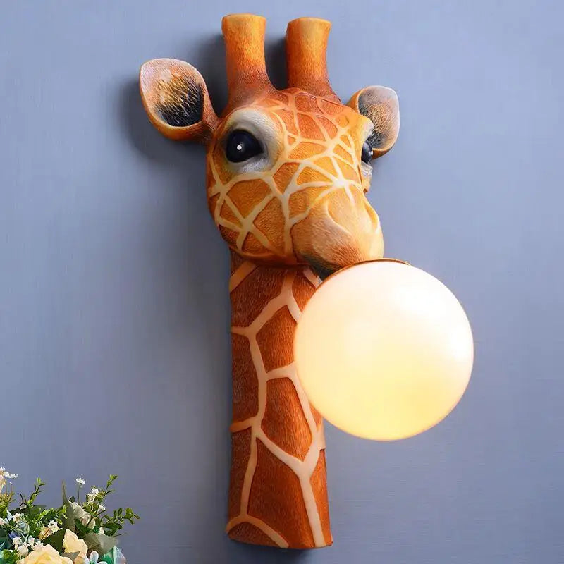 Giraffe Bubblegum Wall Lamp - Hand Crafted Resin Light Fixture