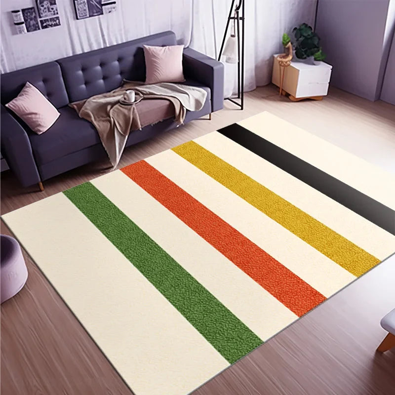 Abstract Art Rug - Colorful Strip Design Carpet