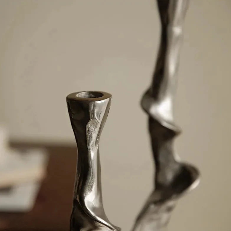 French Candlestick Holder - Retro Carved Alloy Metal Candle Stand
