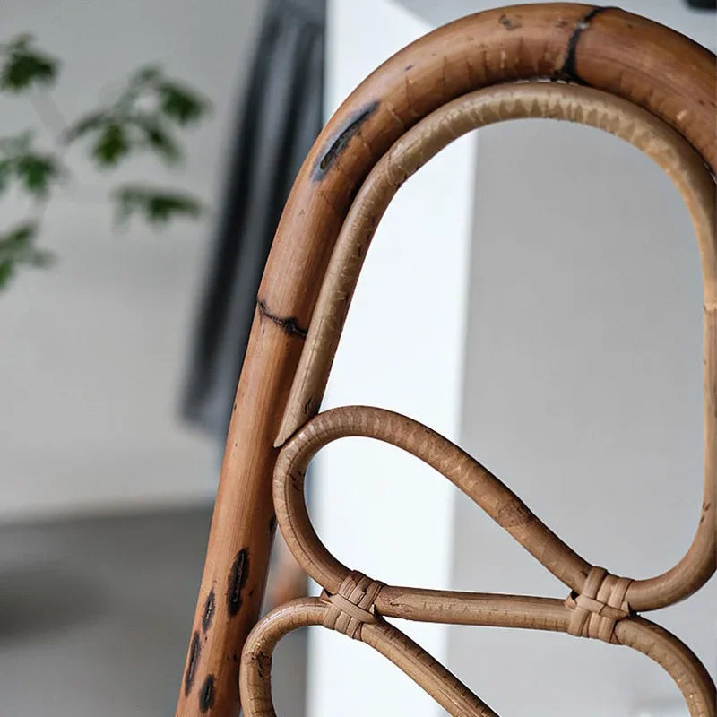 Japanese Rattan Chair – Handcrafted High Back Wood & Rattan Seating