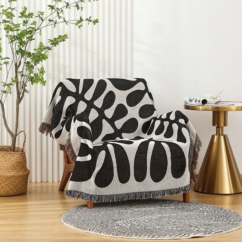 Retro Vine Throw Blanket – Soft Cozy Cotton Blend 51x63 Inches
