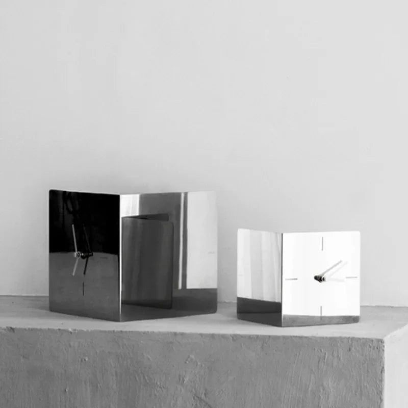 Stainless Steel Table Clock - Functional Industrial Piece