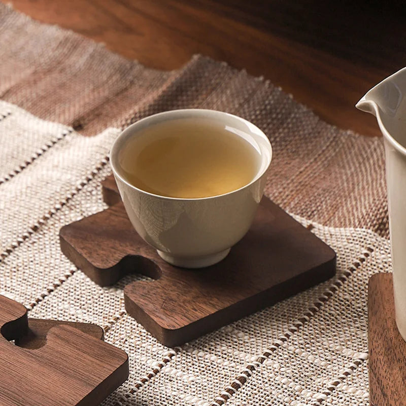 Wooden Puzzle Coaster Set - Elegant Wood Drink Coasters