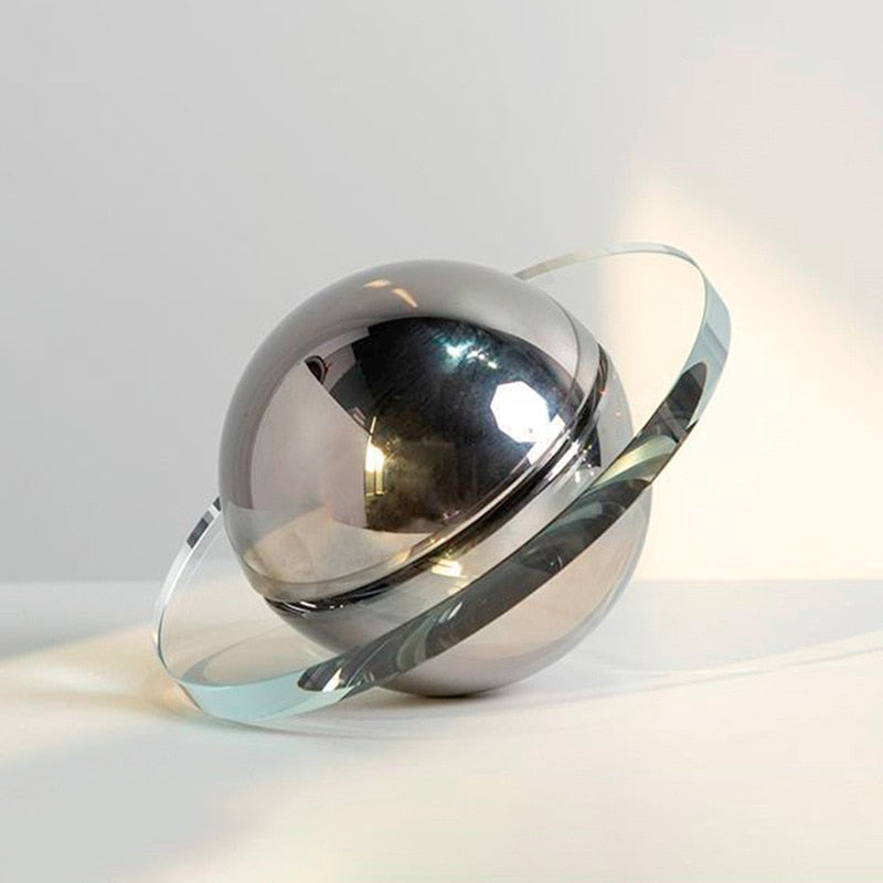 Crystal Saturn Sculpture | Handcrafted Solid Planet Decor