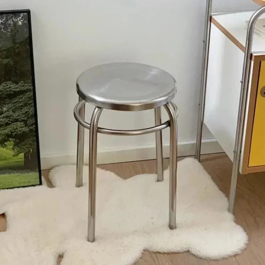 Stainless Steel Stool - Minimalist Metal Accent Seat