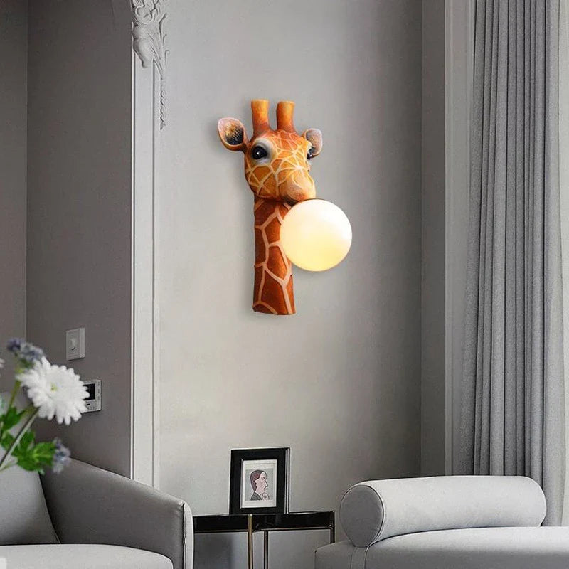 Giraffe Bubblegum Wall Lamp - Hand Crafted Resin Light Fixture