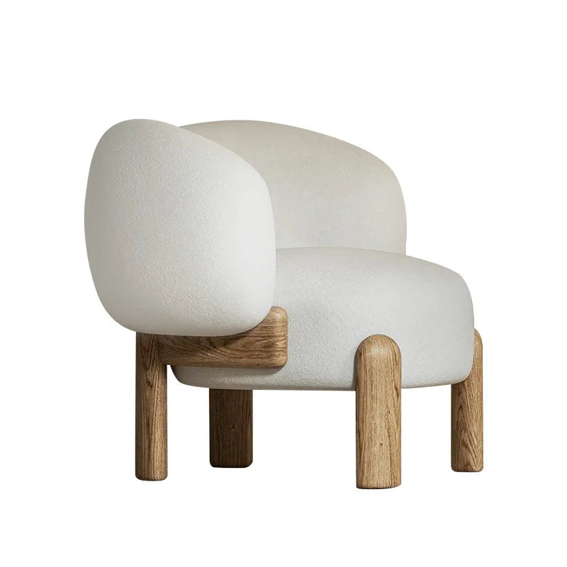 Nordic Lounge Chair - Solid Wood Fabric Sofa