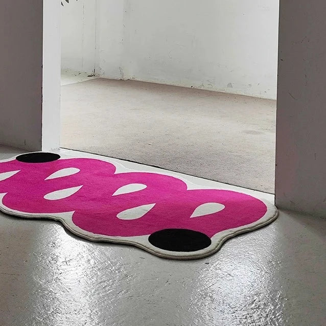 Pink Wave Area Rug - Modern Polyester Carpet