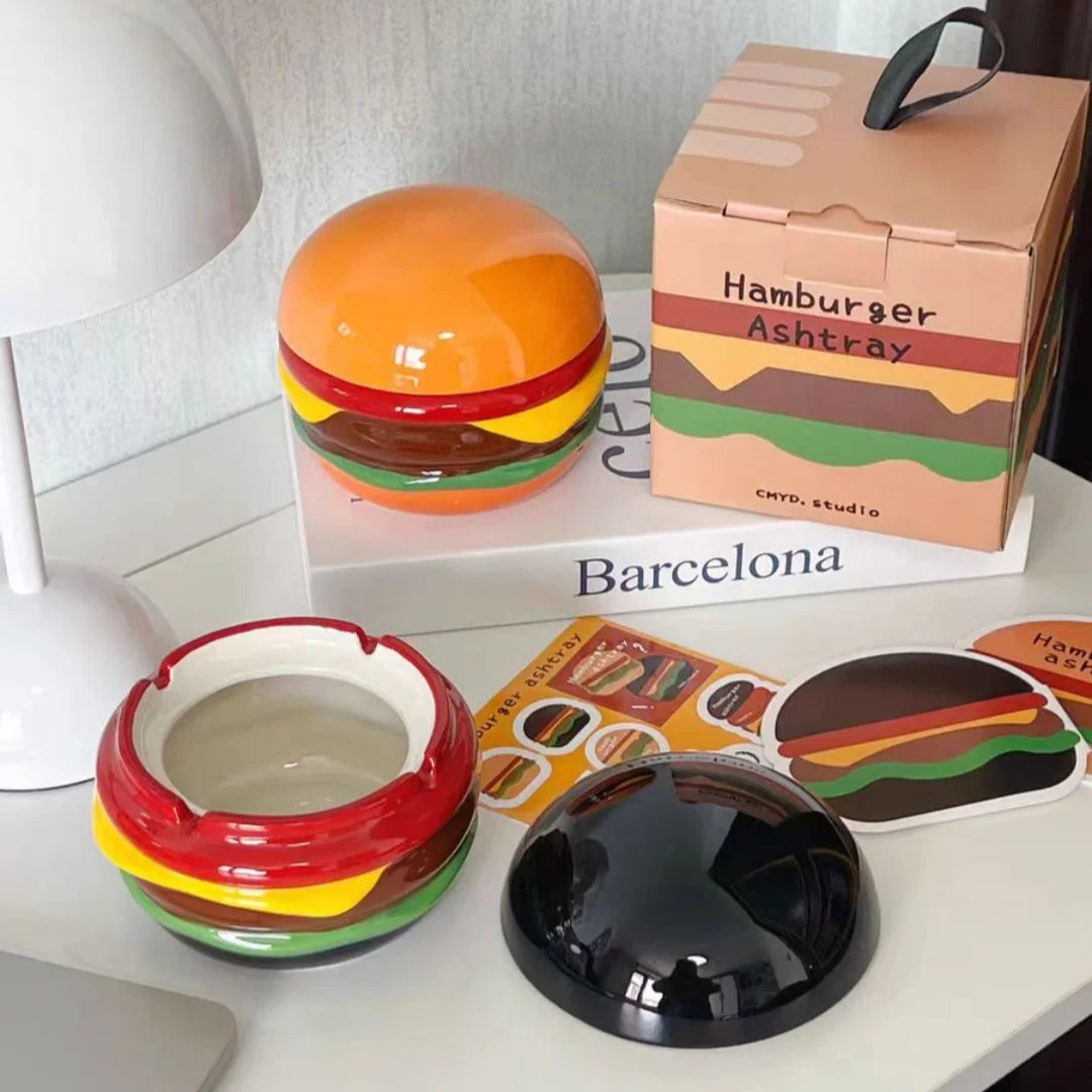 Burger Ceramic Ashtray - Durable, Quirky Design