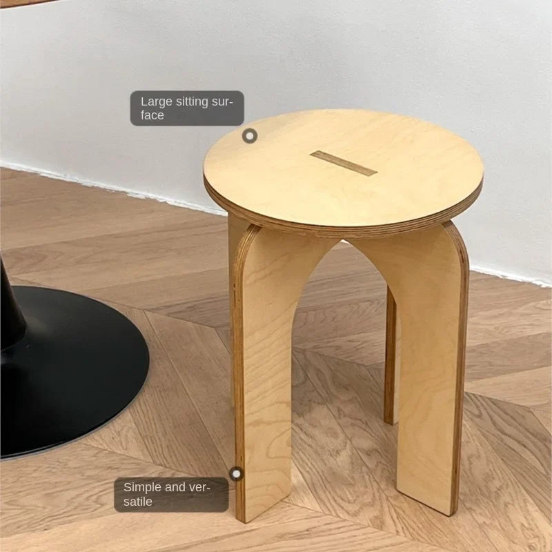 Vintage Cross-Leg Stool - Wooden Low Seat 16x18"