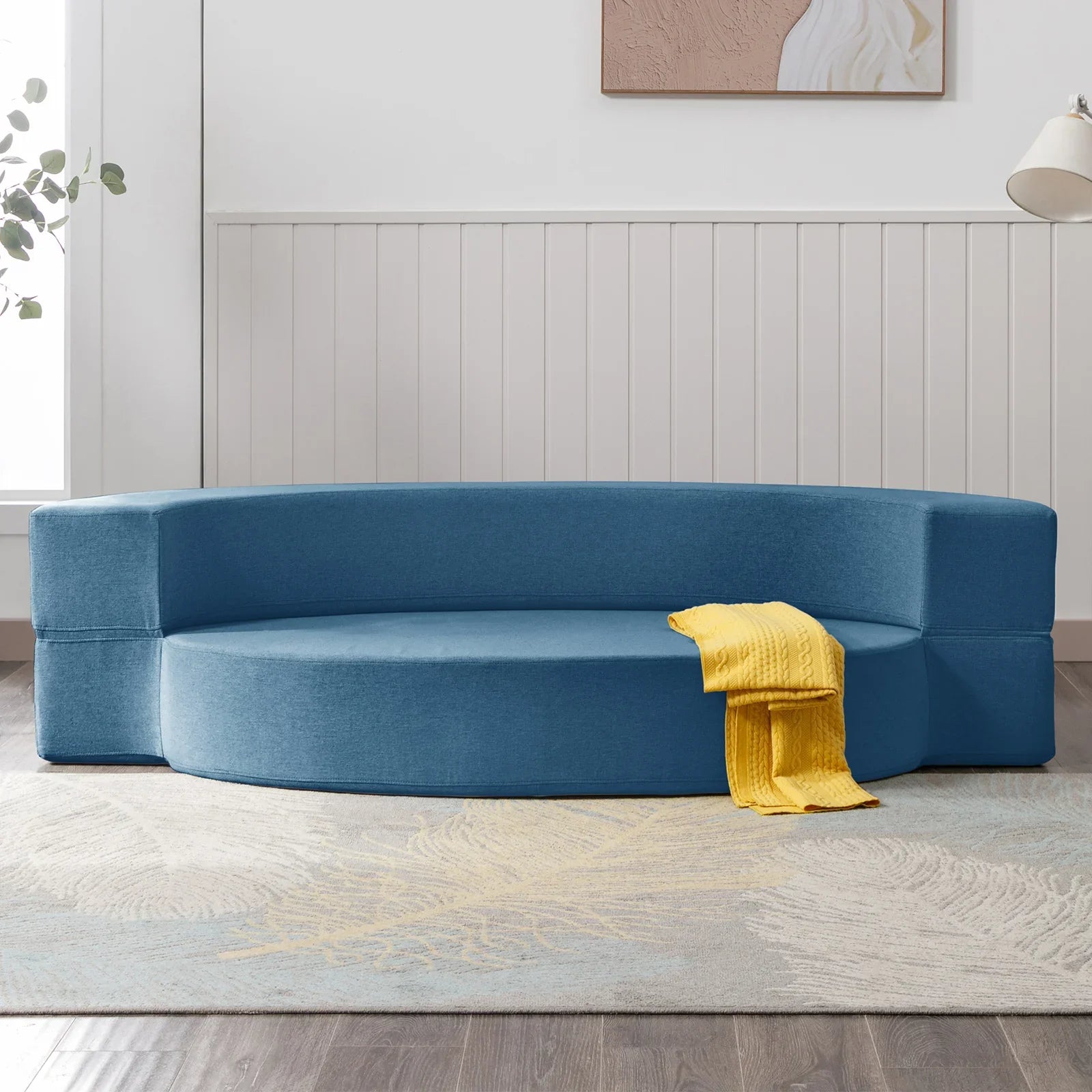 Foldable Lounge Sofa – Linen Foam Oval Seating