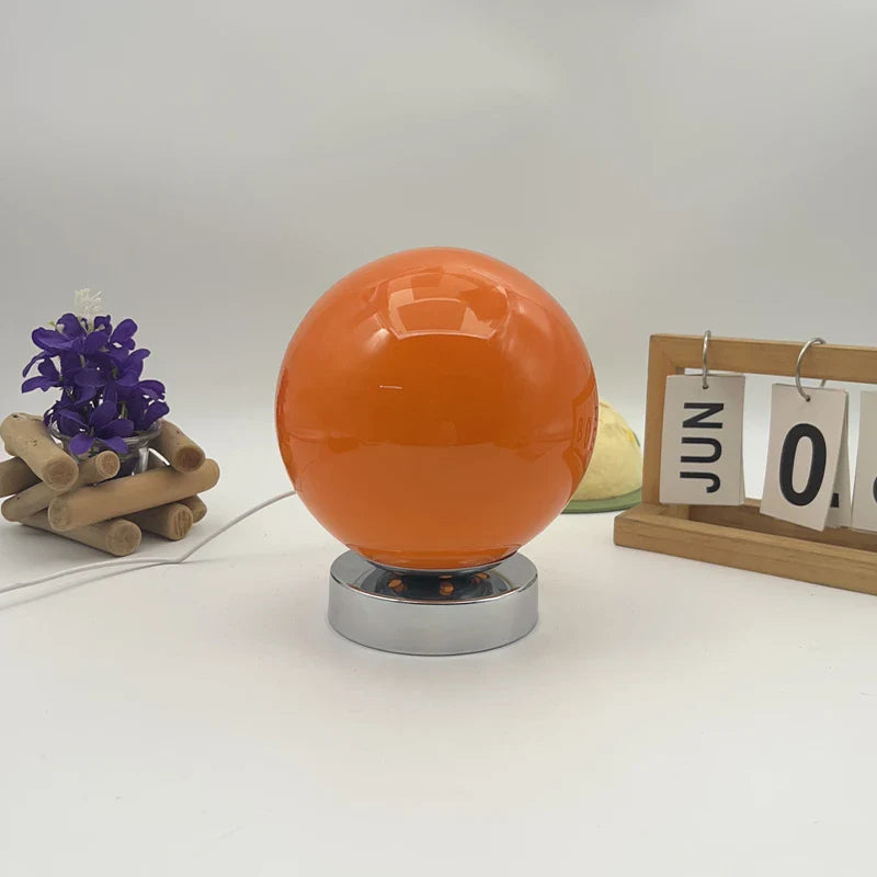 Retro Glass Table Lamp – Chrome Base, Touch Control
