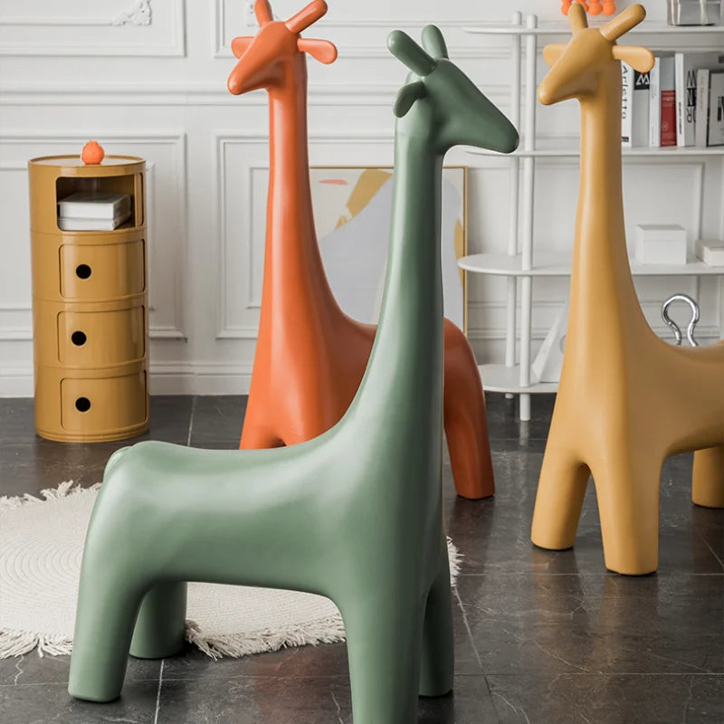 Giraffe Stool Ottoman - Retro Style Fabric Seat
