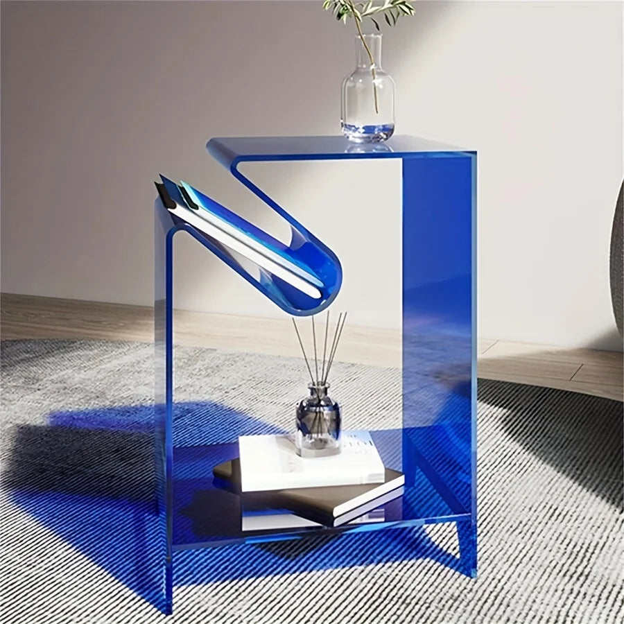 Acrylic Side Table - Modern Bent Minimalist Design