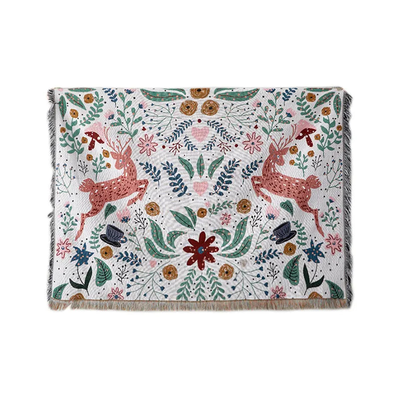 Holiday Throw Blanket - Cozy Deer Forest Design
