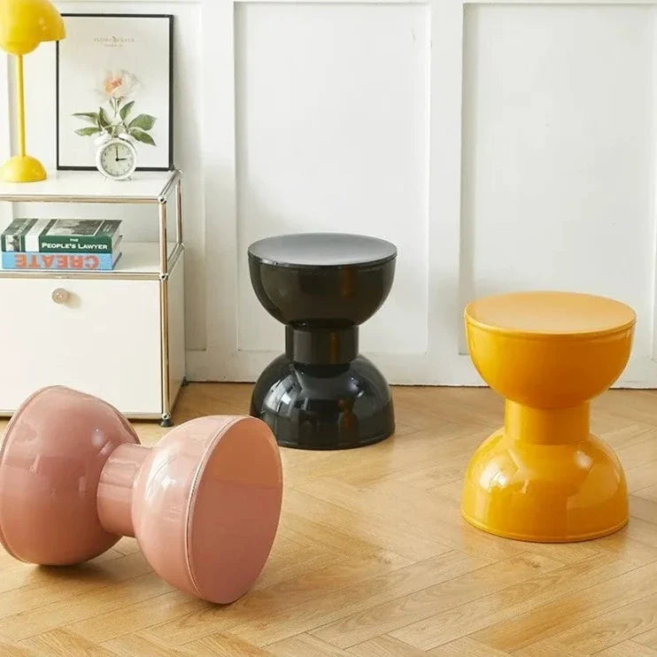 Nordic Hourglass Stool – Glossy ABS Side Table