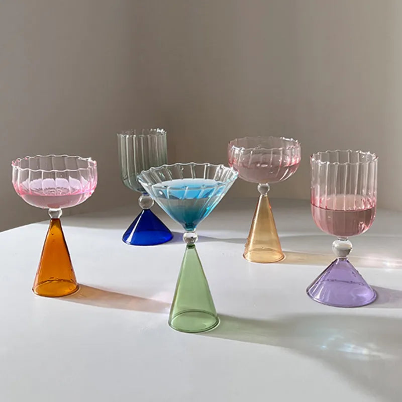 Colorful Cocktail Glass - Cone Shaped Borosilicate Drinkware