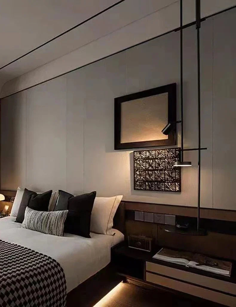 Black Metal Ceiling Lamp – Adjustable Spotlights & Shelf