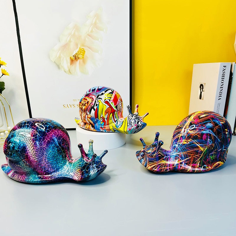 Graffiti Snail Sculpture - Resin Art Figurine