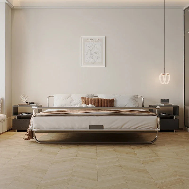 Industrial Bed Frame - Stainless Steel Metal Queen Size