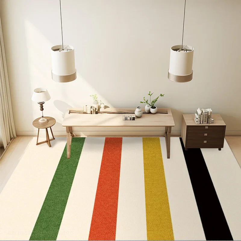 Abstract Art Rug - Colorful Strip Design Carpet
