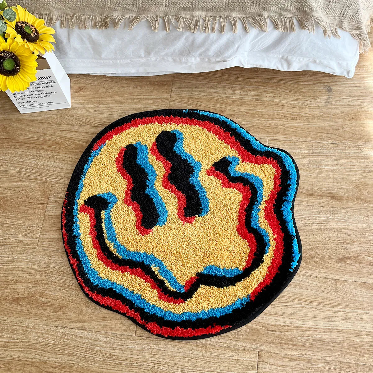 Smiling Face Rug - 3D Hologram Hand-Crafted Polyester Mat